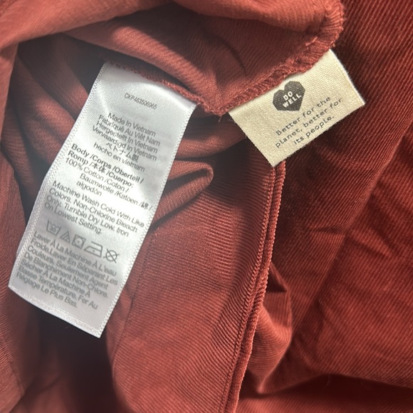 Madewell Easy Corduroy Rusted Burgundy Puff-Sleeve Mini Dress - Picture 3 of 11